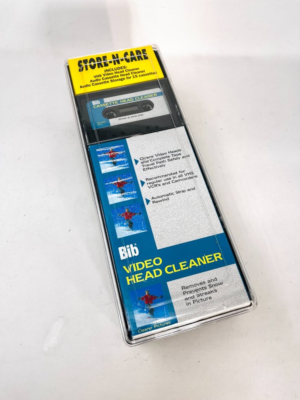 Vintage Store-N-Care Cassette & VHS Cleaner + Carry Case Holds 15 Cassettes